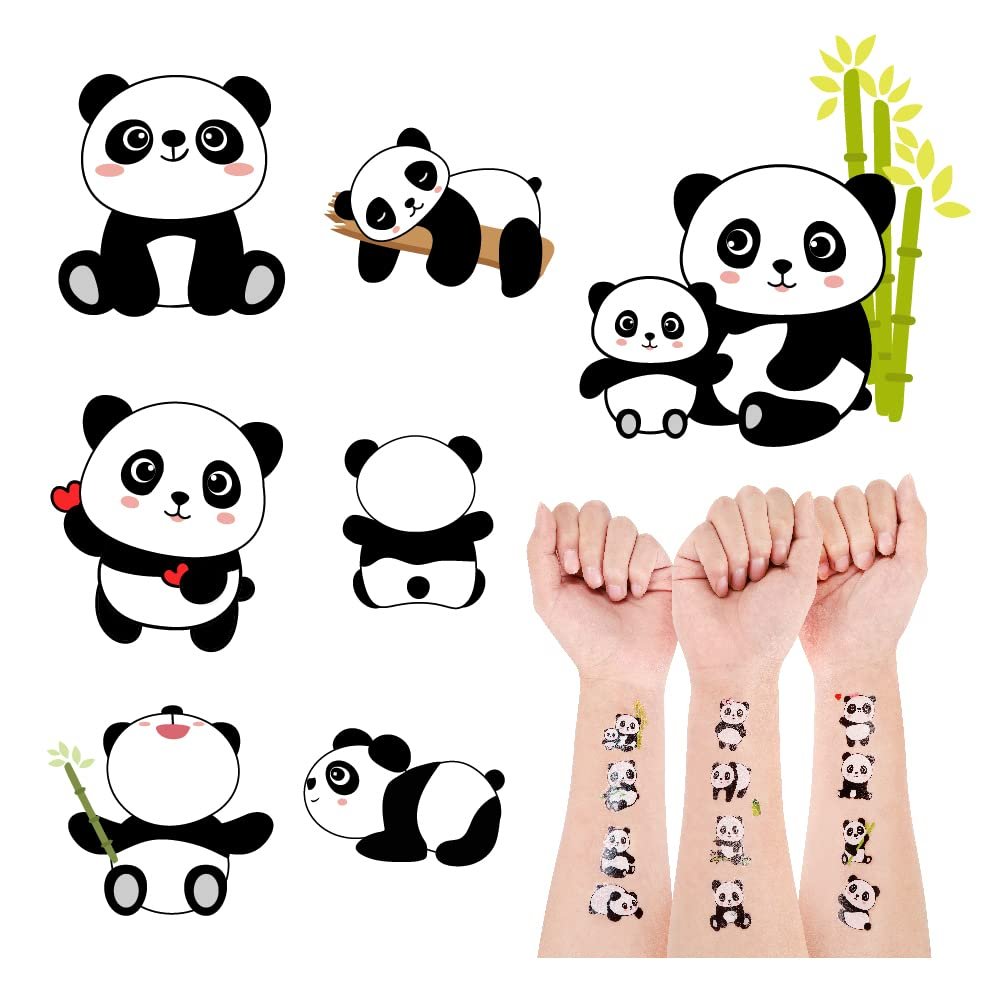 120 PCS (24 Sheets) Panda Temporary Tattoos - Birthday Decorations & Panda Party Favors - görsel 5