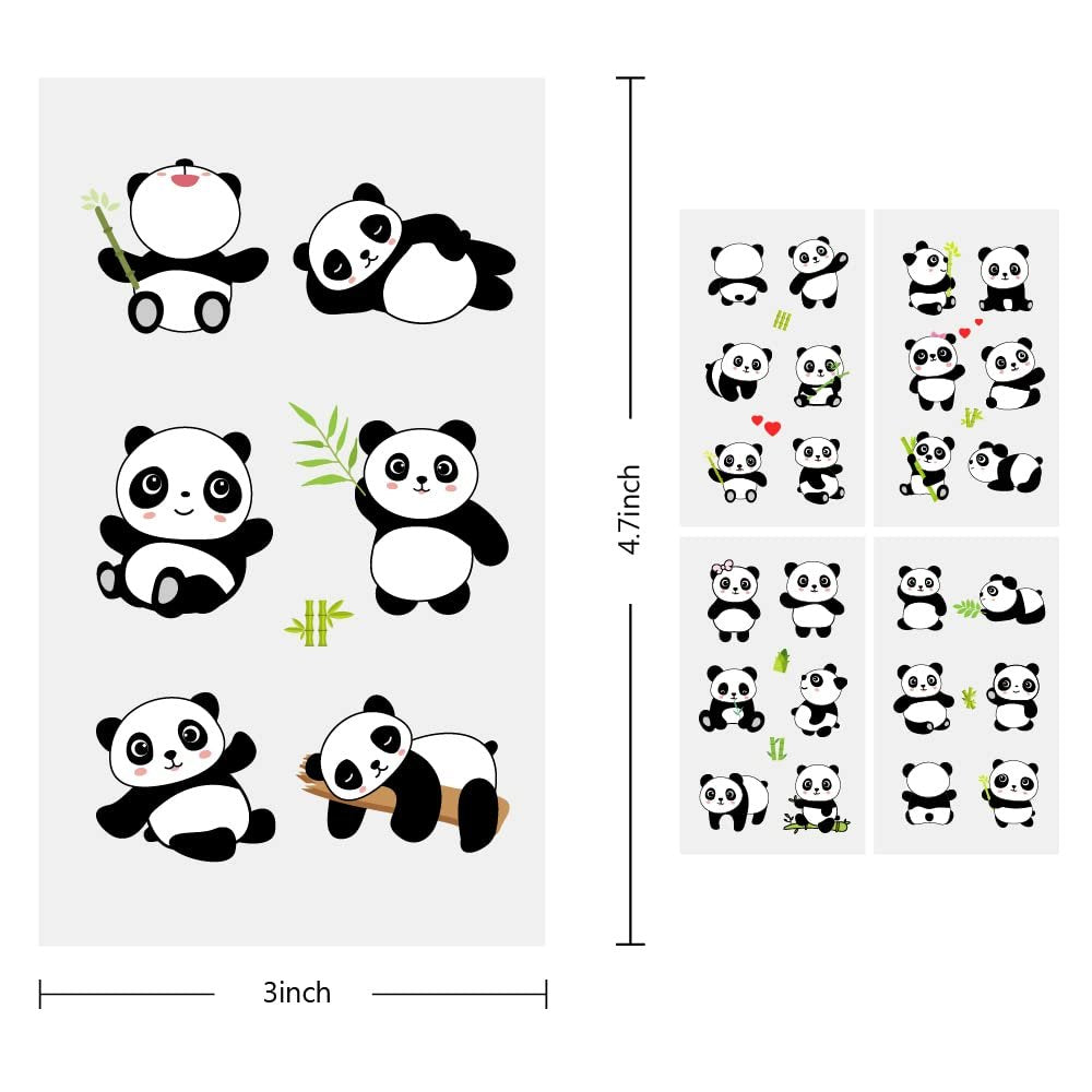 120 PCS (24 Sheets) Panda Temporary Tattoos - Birthday Decorations & Panda Party Favors - görsel 7