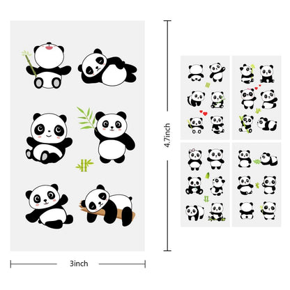 120 PCS (24 Sheets) Panda Temporary Tattoos - Birthday Decorations & Panda Party Favors
