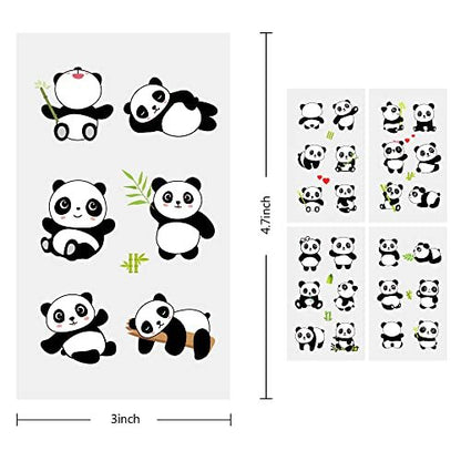 120 PCS (24 Sheets) Panda Temporary Tattoos - Birthday Decorations & Panda Party Favors