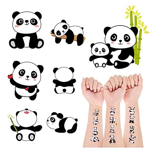 120 PCS (24 Sheets) Panda Temporary Tattoos - Birthday Decorations & Panda Party Favors - görsel 6