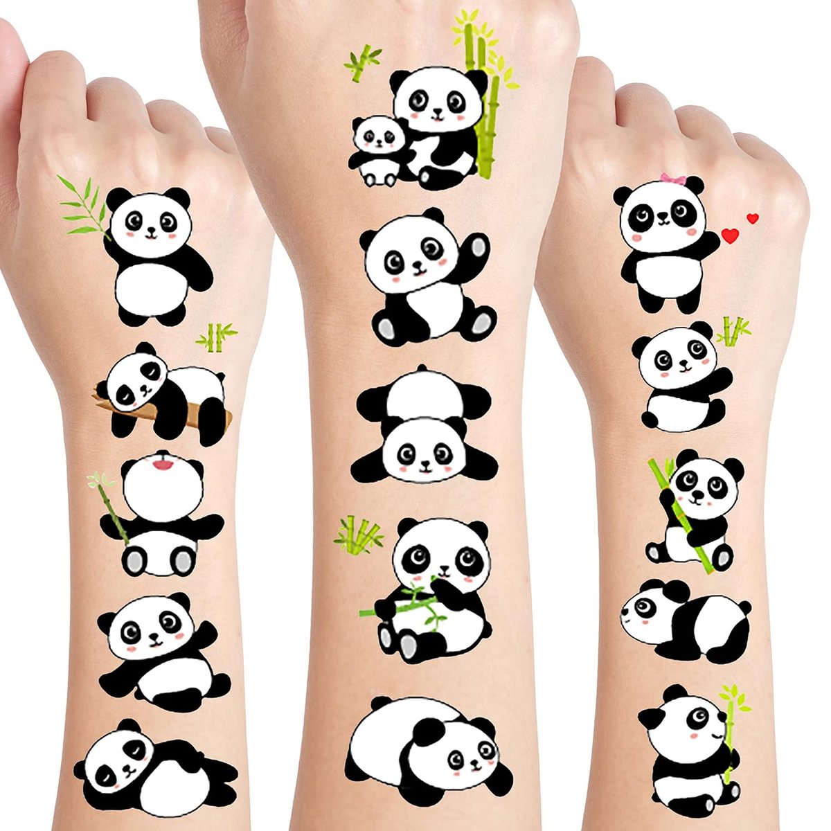 120 PCS (24 Sheets) Panda Temporary Tattoos - Birthday Decorations & Panda Party Favors - görsel 1