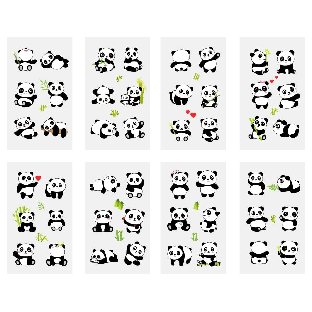 120 PCS (24 Sheets) Panda Temporary Tattoos - Birthday Decorations & Panda Party Favors - görsel 3