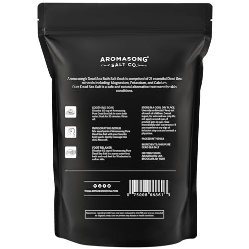Aromasong Dead Sea Salt Bath Soak 6 Lbs. Bulk Pack – 100% Natural Dead Sea Salts for Soaking, Relaxation, and Detoxification of Skin Avelisse