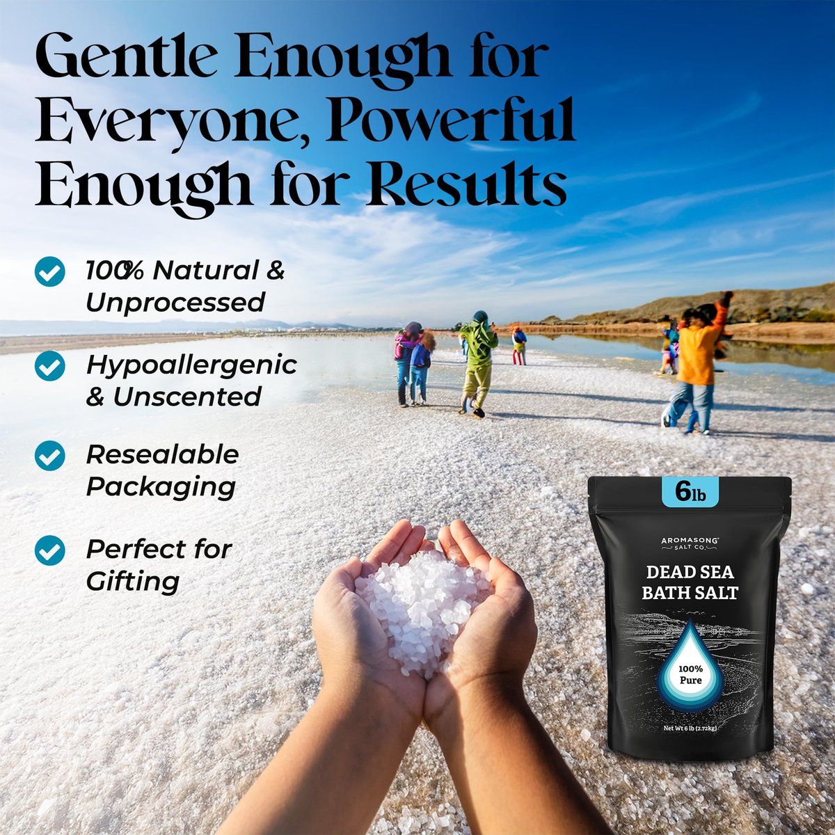 Aromasong Dead Sea Salt Bath Soak 6 Lbs. Bulk Pack – 100% Natural Dead Sea Salts for Soaking, Relaxation, and Detoxification of Skin Avelisse