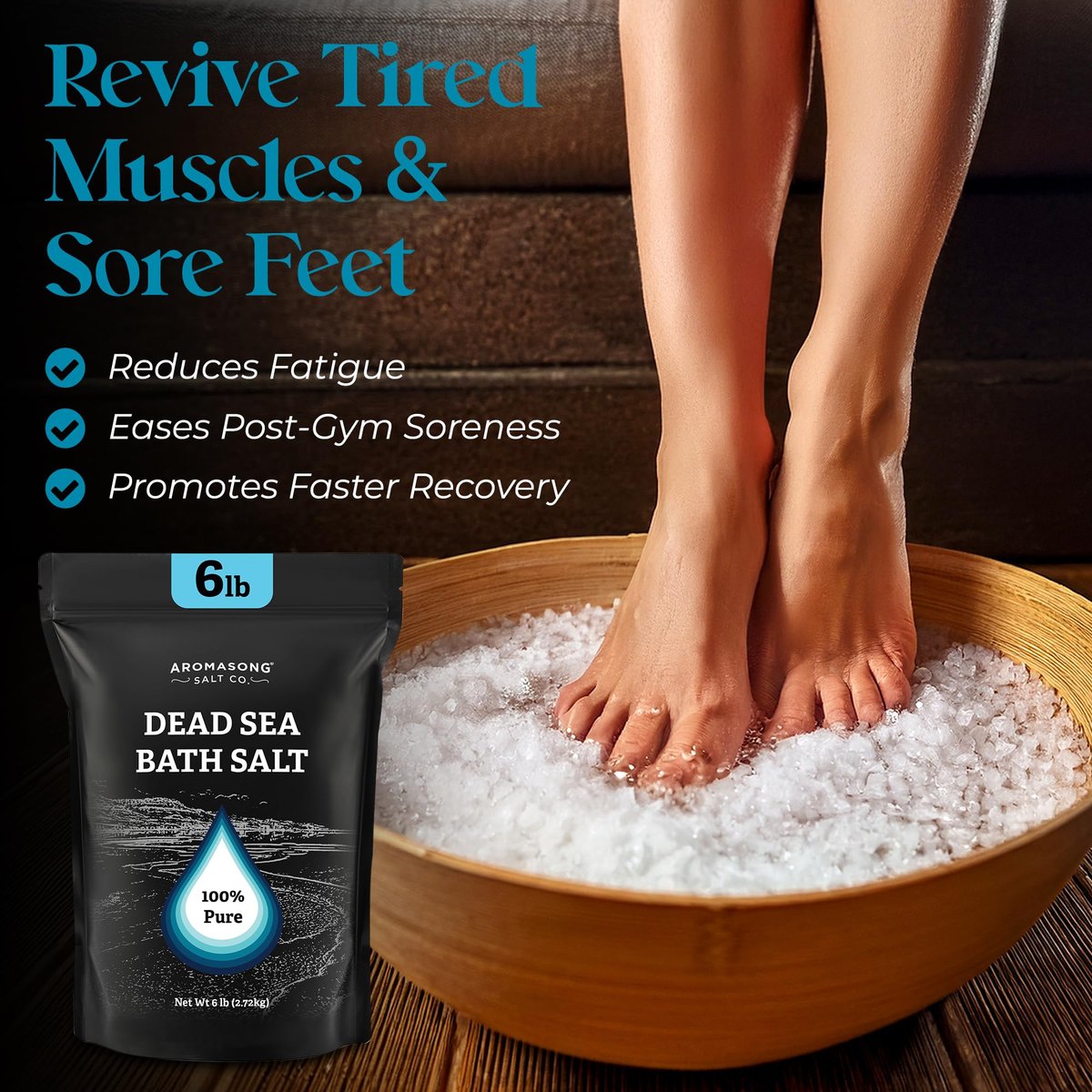 Aromasong Dead Sea Salt Bath Soak 6 Lbs. Bulk Pack – 100% Natural Dead Sea Salts for Soaking, Relaxation, and Detoxification of Skin Avelisse