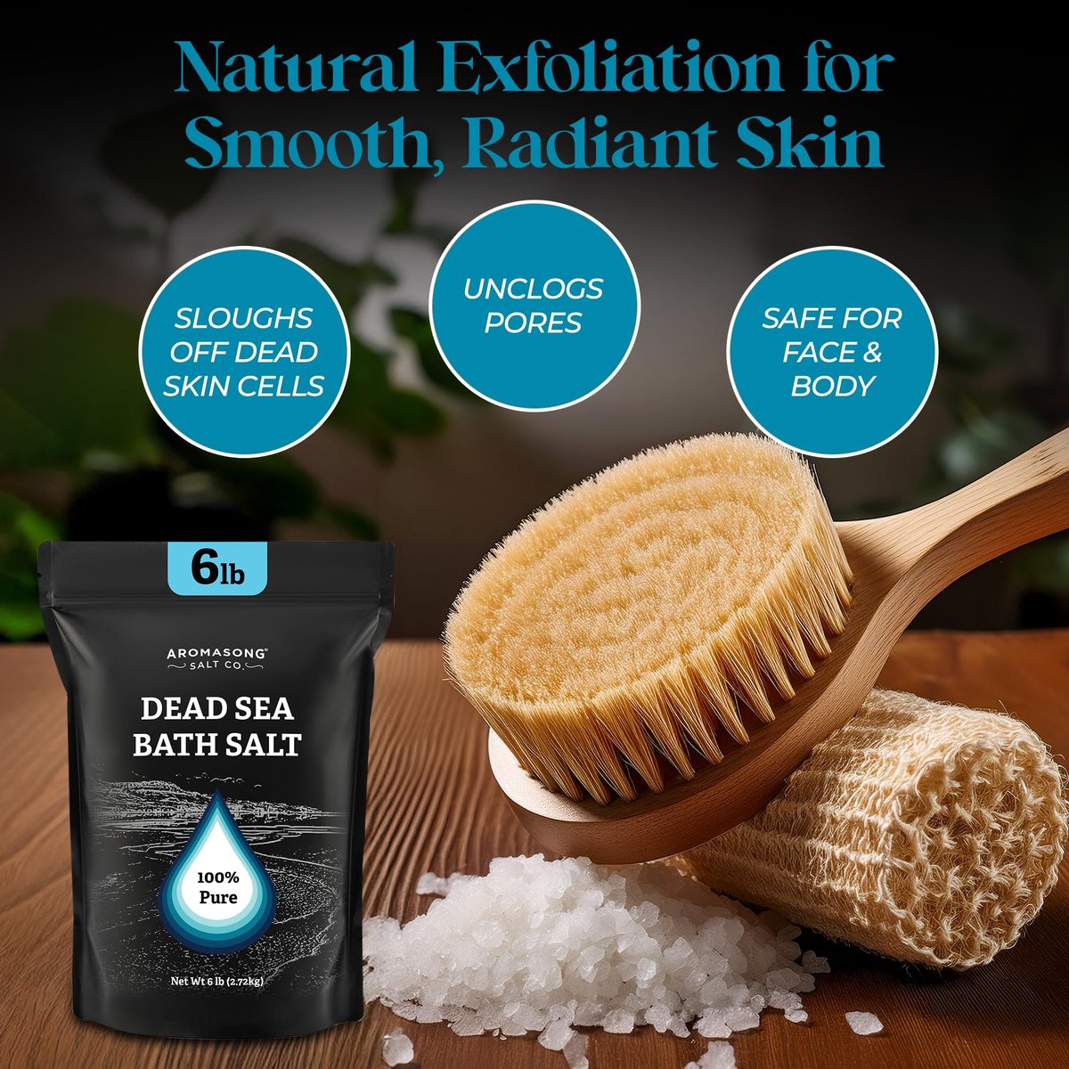 Aromasong Dead Sea Salt Bath Soak 6 Lbs. Bulk Pack – 100% Natural Dead Sea Salts for Soaking, Relaxation, and Detoxification of Skin Avelisse