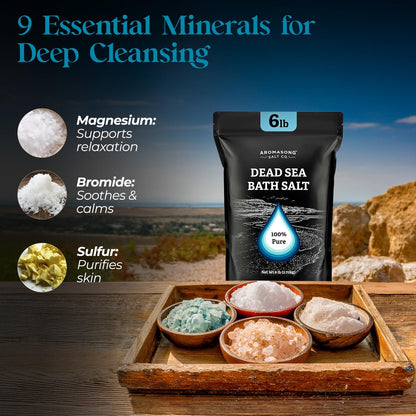 Aromasong Dead Sea Salt Bath Soak 6 Lbs. Bulk Pack – 100% Natural Dead Sea Salts for Soaking, Relaxation, and Detoxification of Skin Avelisse