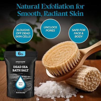 Aromasong Dead Sea Salt Bath Soak 6 Lbs. Bulk Pack – 100% Natural Dead Sea Salts for Soaking, Relaxation, and Detoxification of Skin Avelisse