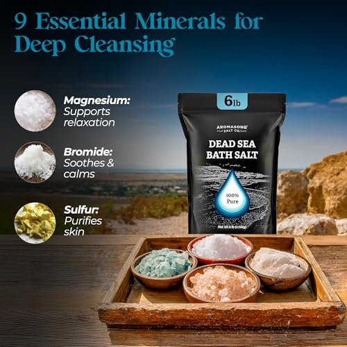 Aromasong Dead Sea Salt Bath Soak 6 Lbs. Bulk Pack – 100% Natural Dead Sea Salts for Soaking, Relaxation, and Detoxification of Skin Avelisse