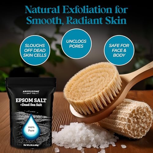 Aromasong Epsom Salt with Dead Sea Salt for Soaking - Bulk 5 Lb - 100% Pure Bath Salt, Foot & Muscle Soak Avelisse