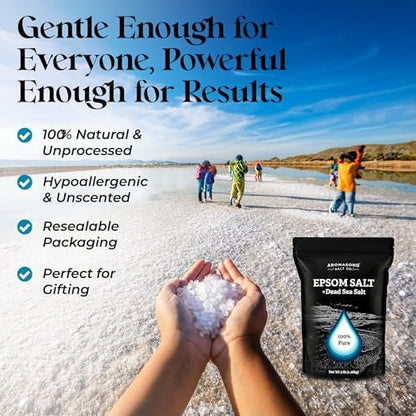 Aromasong Epsom Salt with Dead Sea Salt for Soaking - Bulk 5 Lb - 100% Pure Bath Salt, Foot & Muscle Soak Avelisse