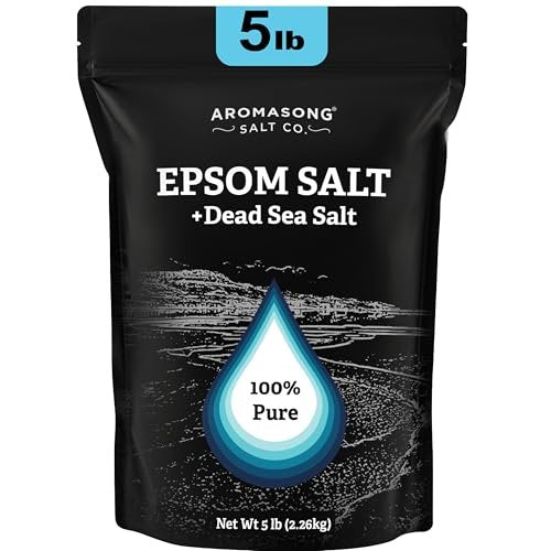 Aromasong Epsom Salt with Dead Sea Salt for Soaking - Bulk 5 Lb - 100% Pure Bath Salt, Foot & Muscle Soak Avelisse