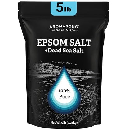 Aromasong Epsom Salt with Dead Sea Salt for Soaking - Bulk 5 Lb - 100% Pure Bath Salt, Foot & Muscle Soak Avelisse