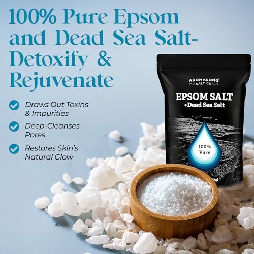 Aromasong Epsom Salt with Dead Sea Salt for Soaking - Bulk 5 Lb - 100% Pure Bath Salt, Foot & Muscle Soak Avelisse