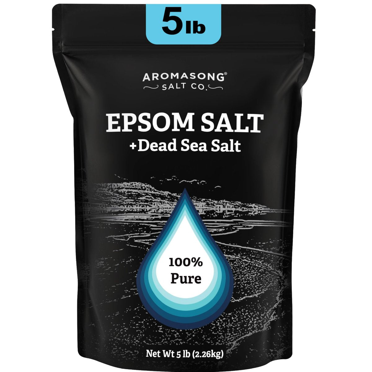 Aromasong Epsom Salt with Dead Sea Salt for Soaking - Bulk 5 Lb - 100% Pure Bath Salt, Foot & Muscle Soak Avelisse