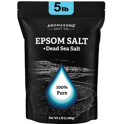 Aromasong Epsom Salt with Dead Sea Salt for Soaking - Bulk 5 Lb - 100% Pure Bath Salt, Foot & Muscle Soak Avelisse
