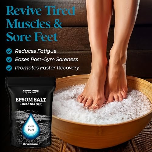 Aromasong Epsom Salt with Dead Sea Salt for Soaking - Bulk 5 Lb - 100% Pure Bath Salt, Foot & Muscle Soak Avelisse