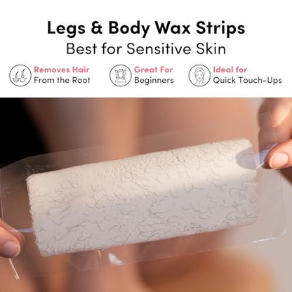 Parissa Legs & Body Biodegradable Wax Strips Kit - 24 Ready-to-Use Large Wax Strips for At-Home Hair Removal, Suitable for All Hair Types, Includes Post-Wax Ultra Soothe Oil Avelisse