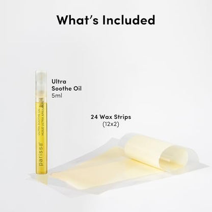 Parissa Legs & Body Biodegradable Wax Strips Kit - 24 Ready-to-Use Large Wax Strips for At-Home Hair Removal, Suitable for All Hair Types, Includes Post-Wax Ultra Soothe Oil Avelisse