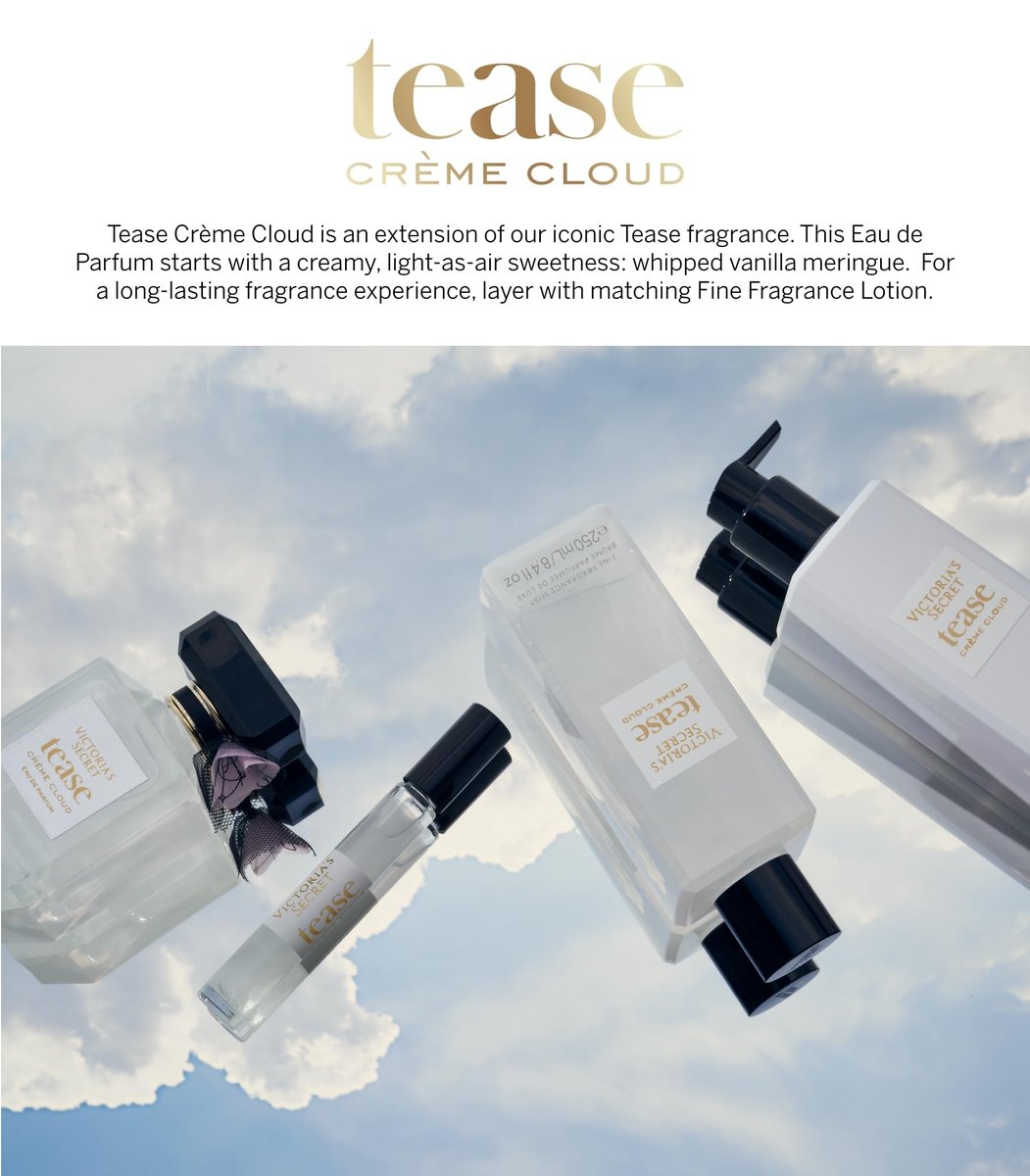 Victoria's Secret Tease Crème Cloud Eau de Parfum - Vanilla Meringue, Santal Flower & Sheer Amber - Women's Perfume, 3.4 oz Avelisse