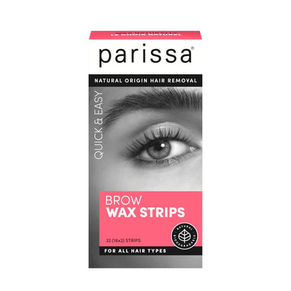 Parissa Natural Brow Wax Strips – Fragrance-Free, Beginner-Friendly Eyebrow Waxing for Sensitive Skin (32 Strips) Avelisse