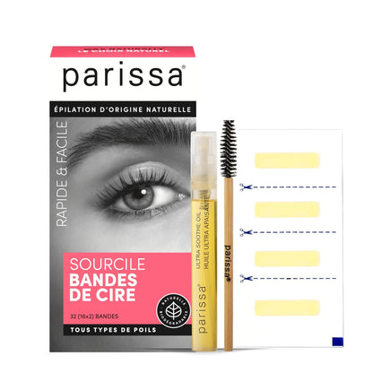 Parissa Natural Brow Wax Strips – Fragrance-Free, Beginner-Friendly Eyebrow Waxing for Sensitive Skin (32 Strips) Avelisse