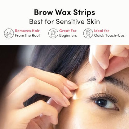 Parissa Natural Brow Wax Strips – Fragrance-Free, Beginner-Friendly Eyebrow Waxing for Sensitive Skin (32 Strips) Avelisse