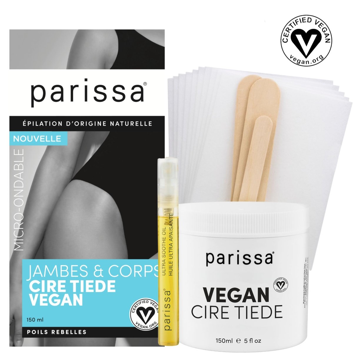 Parissa Microwavable Warm Wax Kit – Vegan, Salon-Quality Formula for Coarse Hair on Legs & Body, 5 fl oz (150 ml) Avelisse
