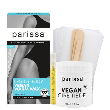 Parissa Microwavable Warm Wax Kit – Vegan, Salon-Quality Formula for Coarse Hair on Legs & Body, 5 fl oz (150 ml) Avelisse