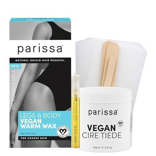 Parissa Microwavable Warm Wax Kit – Vegan, Salon-Quality Formula for Coarse Hair on Legs & Body, 5 fl oz (150 ml) Avelisse