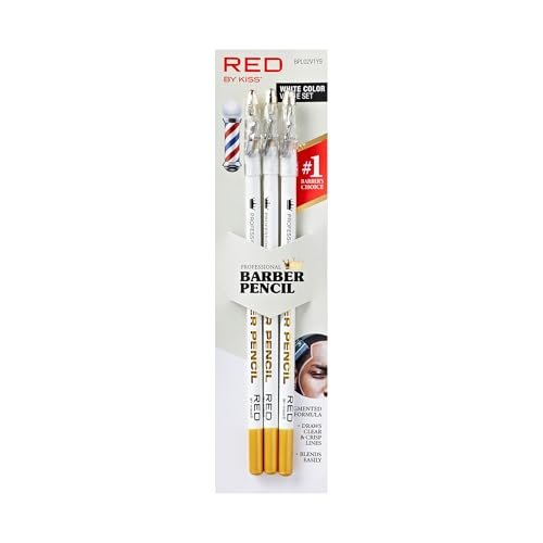 Red by Kiss 3-Piece Barber Pencil with Built-in Sharpener - White | Beard & Hairline Outliner Pencils for Men - görsel 2