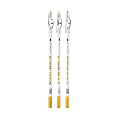 Red by Kiss 3-Piece Barber Pencil with Built-in Sharpener - White | Beard & Hairline Outliner Pencils for Men