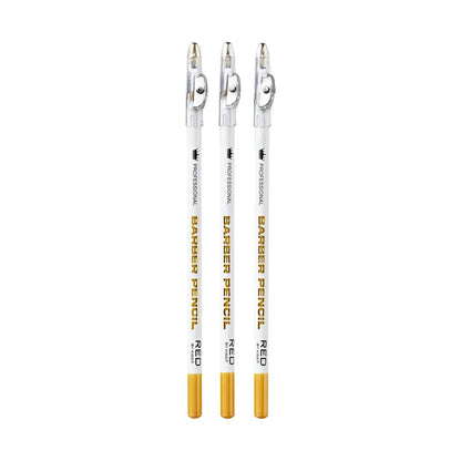 Red by Kiss 3-Piece Barber Pencil with Built-in Sharpener - White | Beard & Hairline Outliner Pencils for Men