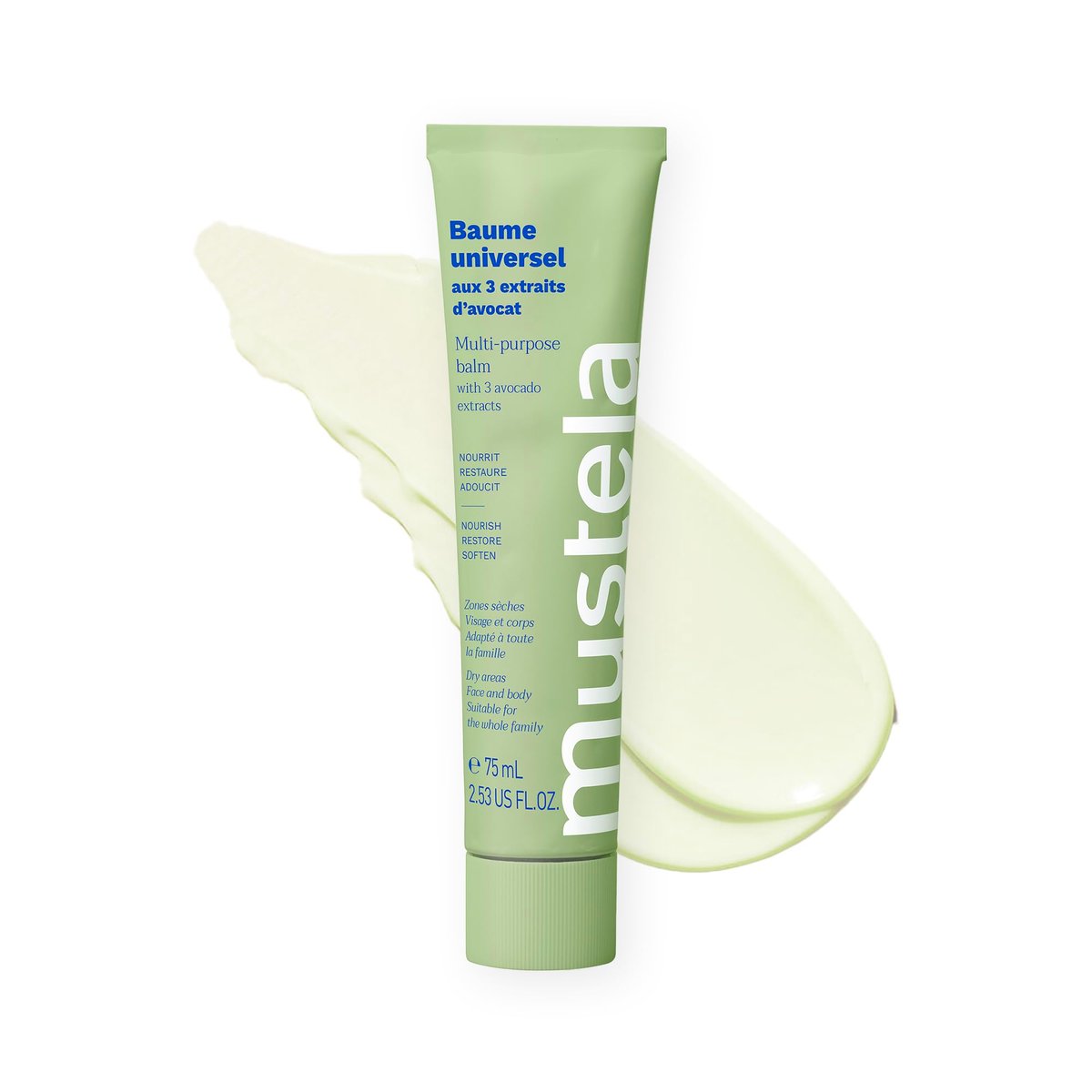 Mustela Multi-purpose Balm with 3 Avocado Extracts - Natural Cream Moisturizer for Face, Lip, Hand, Body & Dry Areas - For Baby, Kid & Adult - EWG Verified, Fragrance-Free & Vegan - 2.53 fl. oz. Avelisse