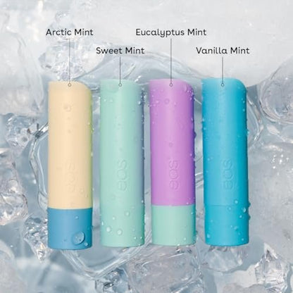 eos Natural Shea Minty Lip Balm Variety Pack - Arctic Mint, Vanilla Mint, Sweet Mint & Eucalyptus Mint, All-Day Moisture, 0.14 oz, 4-Pack