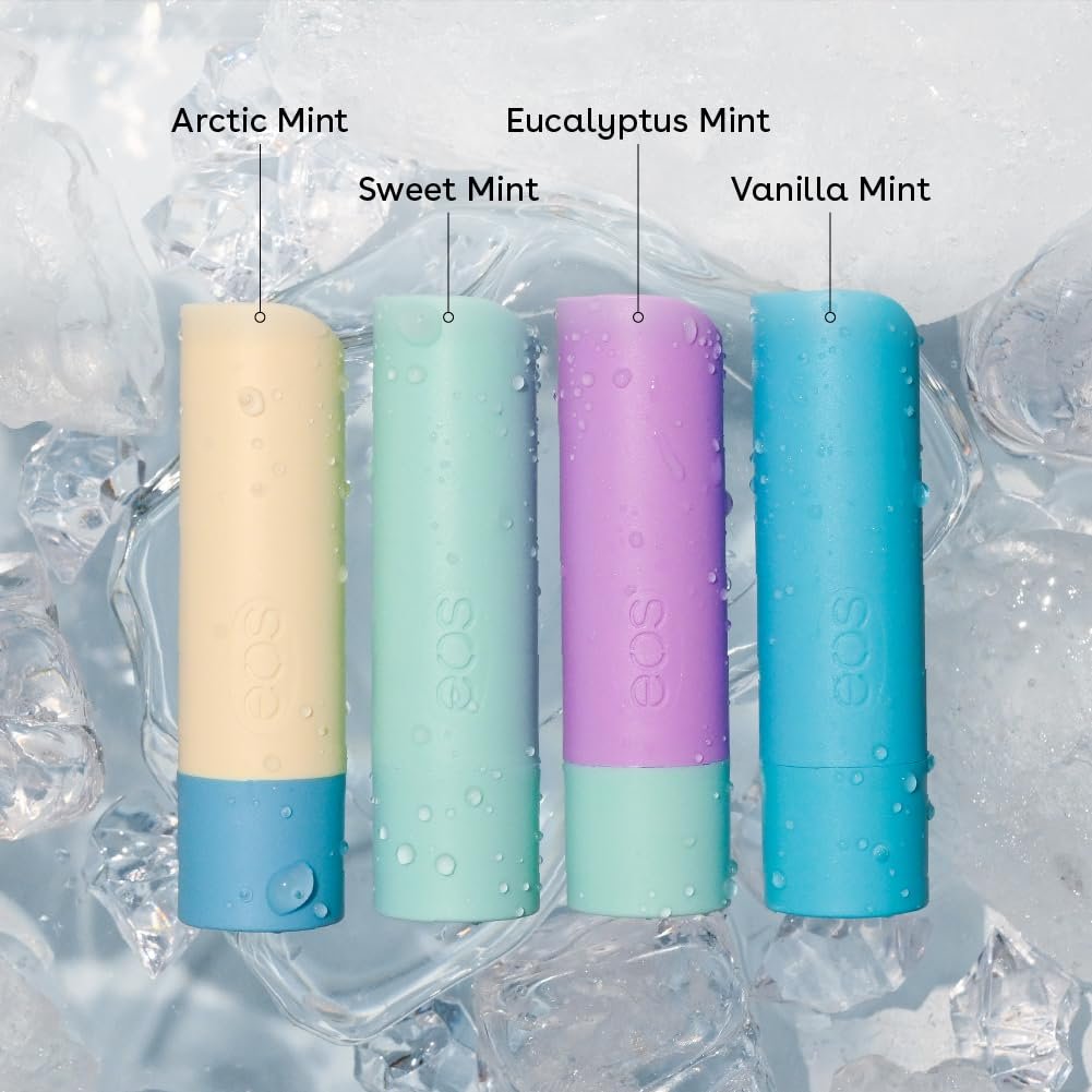 eos Natural Shea Minty Lip Balm Variety Pack - Arctic Mint, Vanilla Mint, Sweet Mint & Eucalyptus Mint, All-Day Moisture, 0.14 oz, 4-Pack - görsel 3