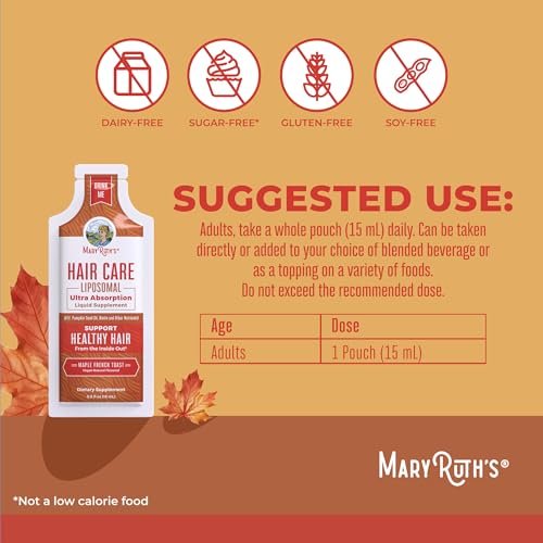 MaryRuth Organics Hair Growth Vitamins - Liquid Hair Supplement with Biotin, Vitamin D3, Hyaluronic Acid - Sugar & Gluten Free, Vegan, Non-GMO - 7 Fl Oz (14 Pouches) Avelisse