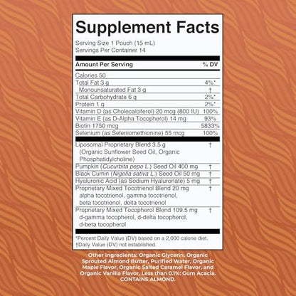 MaryRuth Organics Hair Growth Vitamins - Liquid Hair Supplement with Biotin, Vitamin D3, Hyaluronic Acid - Sugar & Gluten Free, Vegan, Non-GMO - 7 Fl Oz (14 Pouches) Avelisse