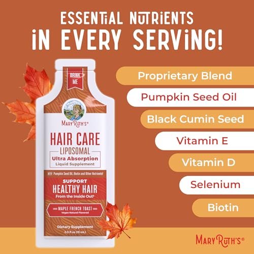 MaryRuth Organics Hair Growth Vitamins - Liquid Hair Supplement with Biotin, Vitamin D3, Hyaluronic Acid - Sugar & Gluten Free, Vegan, Non-GMO - 7 Fl Oz (14 Pouches) Avelisse