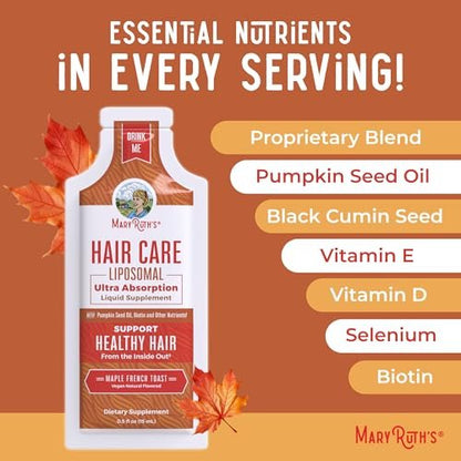 MaryRuth Organics Hair Growth Vitamins - Liquid Hair Supplement with Biotin, Vitamin D3, Hyaluronic Acid - Sugar & Gluten Free, Vegan, Non-GMO - 7 Fl Oz (14 Pouches) Avelisse