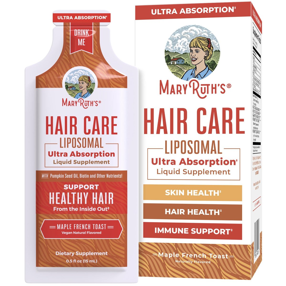 MaryRuth Organics Hair Growth Vitamins - Liquid Hair Supplement with Biotin, Vitamin D3, Hyaluronic Acid - Sugar & Gluten Free, Vegan, Non-GMO - 7 Fl Oz (14 Pouches) Avelisse