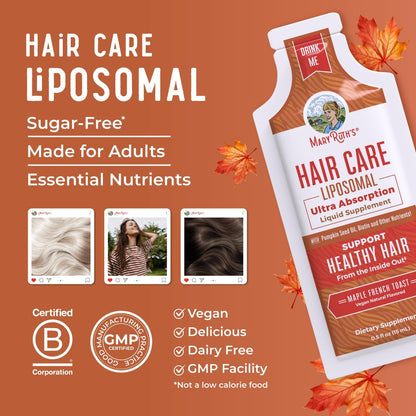 MaryRuth Organics Hair Growth Vitamins - Liquid Hair Supplement with Biotin, Vitamin D3, Hyaluronic Acid - Sugar & Gluten Free, Vegan, Non-GMO - 7 Fl Oz (14 Pouches) Avelisse