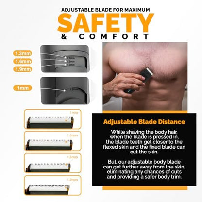 Body Blade Assembly Compatible with Brio Beardscape V2 & V1 Trimmers – Stainless Steel for Sensitive Skin Body Hair Trimming Avelisse