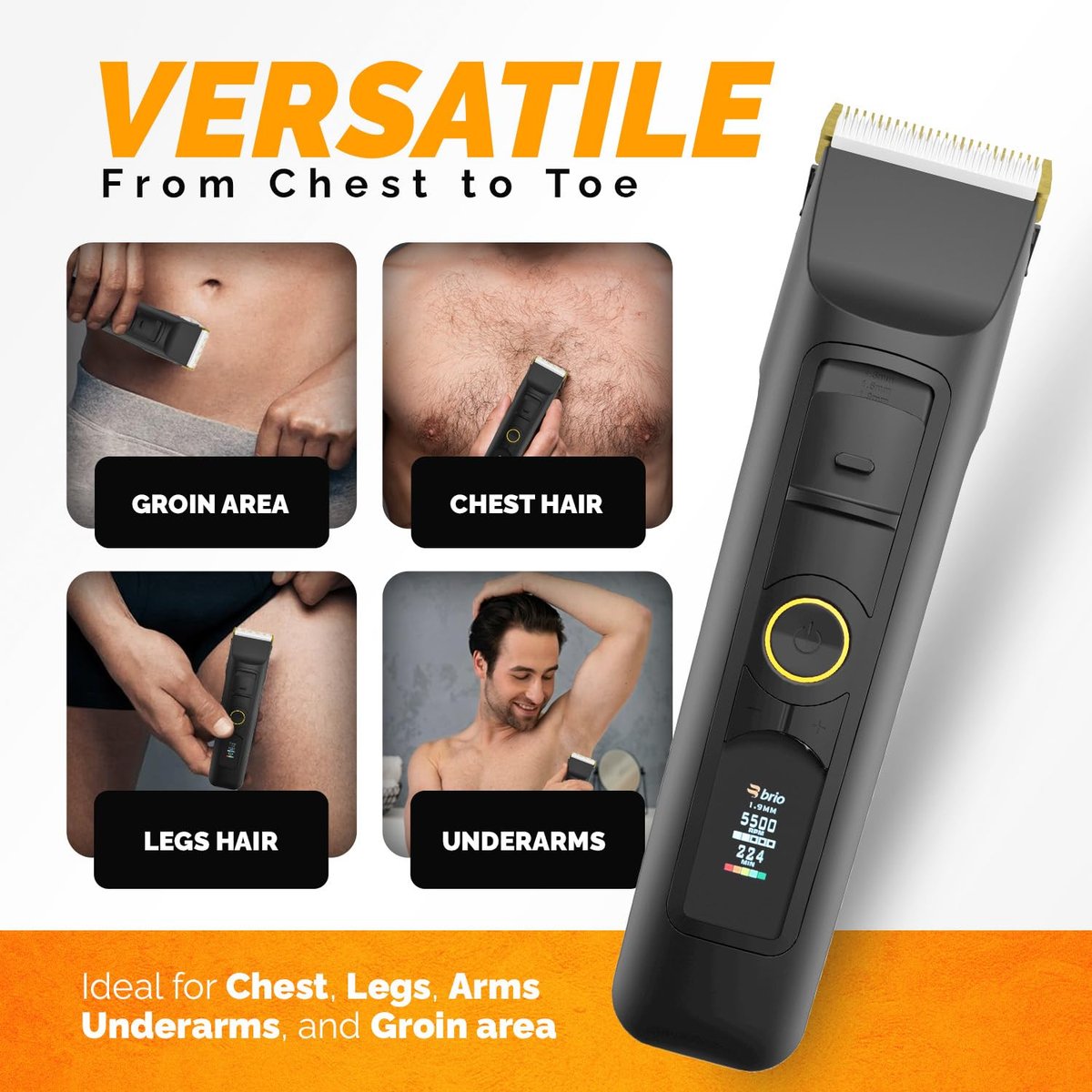 Body Blade Assembly Compatible with Brio Beardscape V2 & V1 Trimmers – Stainless Steel for Sensitive Skin Body Hair Trimming Avelisse