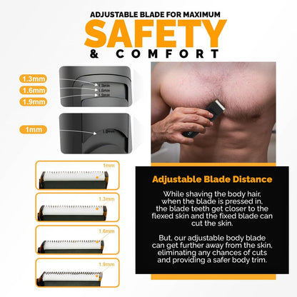 Body Blade Assembly Compatible with Brio Beardscape V2 & V1 Trimmers – Stainless Steel for Sensitive Skin Body Hair Trimming Avelisse