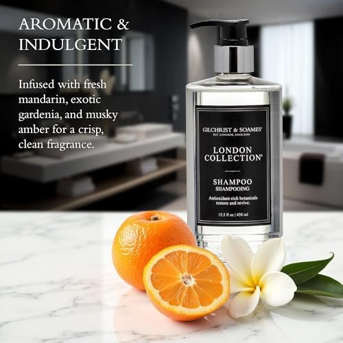 Gilchrist & Soames London Collection Shampoo – Pure, Sulfate Free, Paraben Free, Cruelty Free Formula for All Hair Types, Gentle Clarifying & Moisturizing Wash with Crisp, Clean Scent, 15.5 oz Avelisse