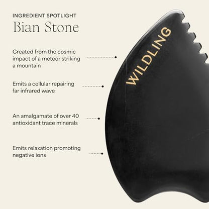 WILDLING Empress Stone Gua Sha Facial Stone – Patented Bian Stone for Lifting, Plumping, Toning & Sculpting Avelisse
