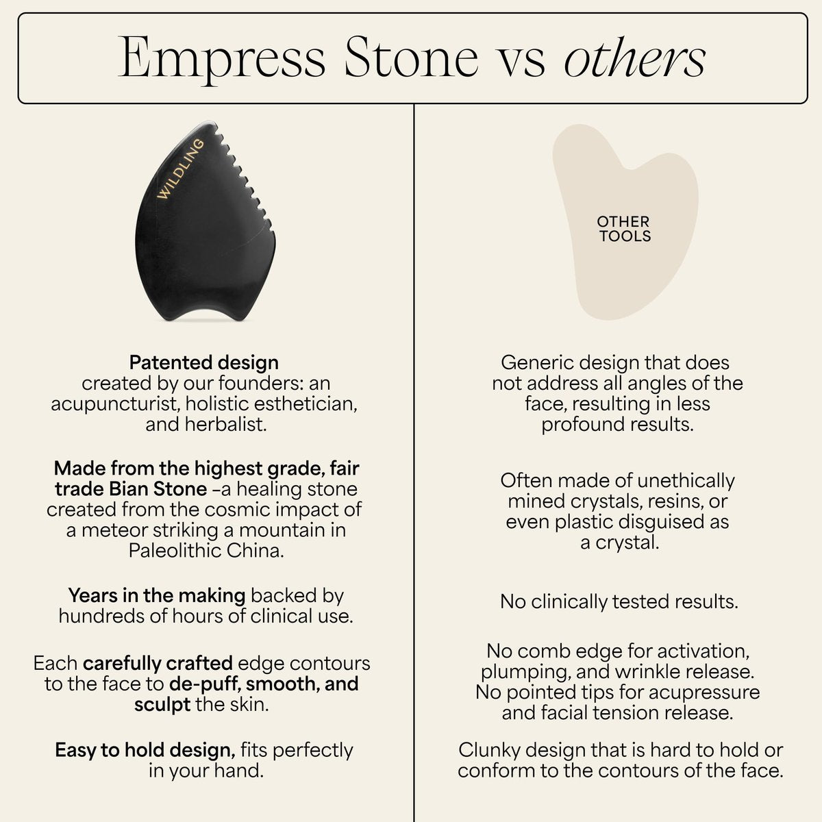 WILDLING Empress Stone Gua Sha Facial Stone – Patented Bian Stone for Lifting, Plumping, Toning & Sculpting Avelisse