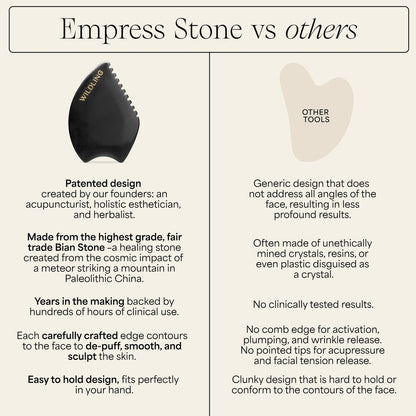 WILDLING Empress Stone Gua Sha Facial Stone – Patented Bian Stone for Lifting, Plumping, Toning & Sculpting Avelisse